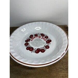 1983 Royal China Country Harvest Cherry Pie Deep Dish Pie Plate 11" with Recipe